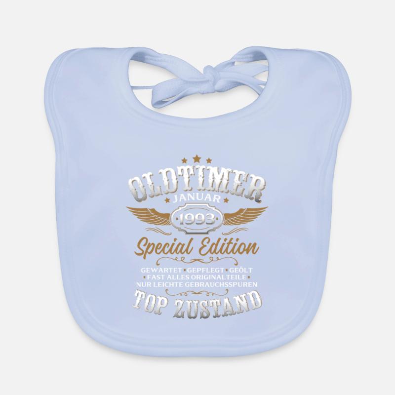33rd Birthday Gift Classic Car January 1993 Organic Baby Bibs
