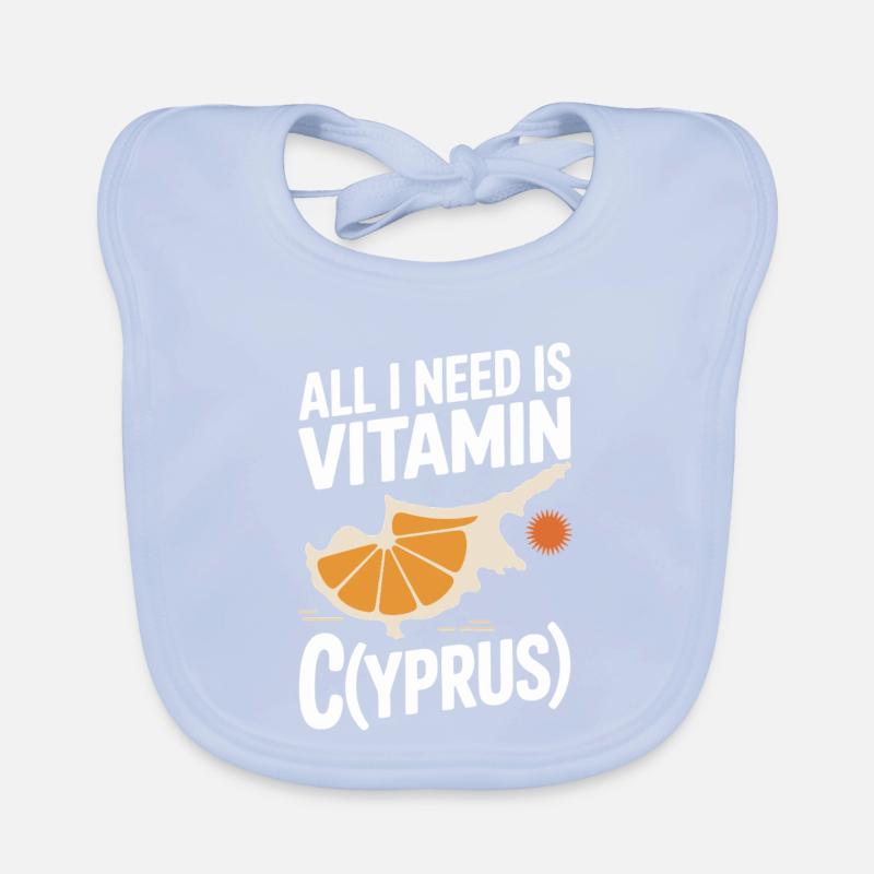 Chypre Tout ce dont j’ai besoin, c’est de vitamines Chypre Drapeau chypriote Bavoir bio Bébé