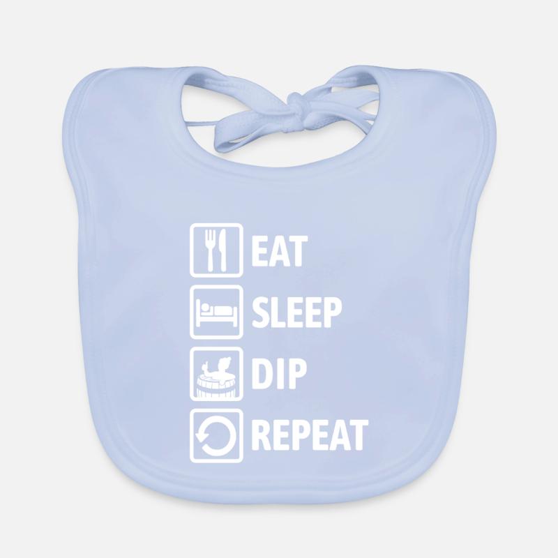 Eat Sleep Dip Repeat - Eisbaden - Winterbaden Organic Baby Bibs
