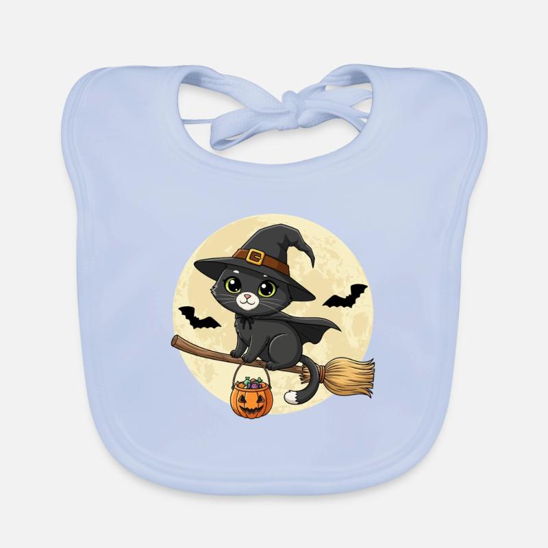 Chat mignon Sorcière Halloween Chat noir Bavoir bio Bébé