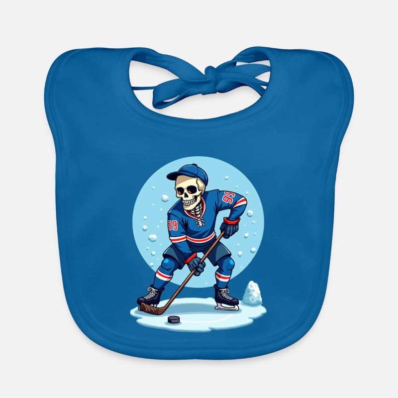 Skelett Eishockeyspieler Nummer 99 Wintersport Baby Bio-Lätzchen