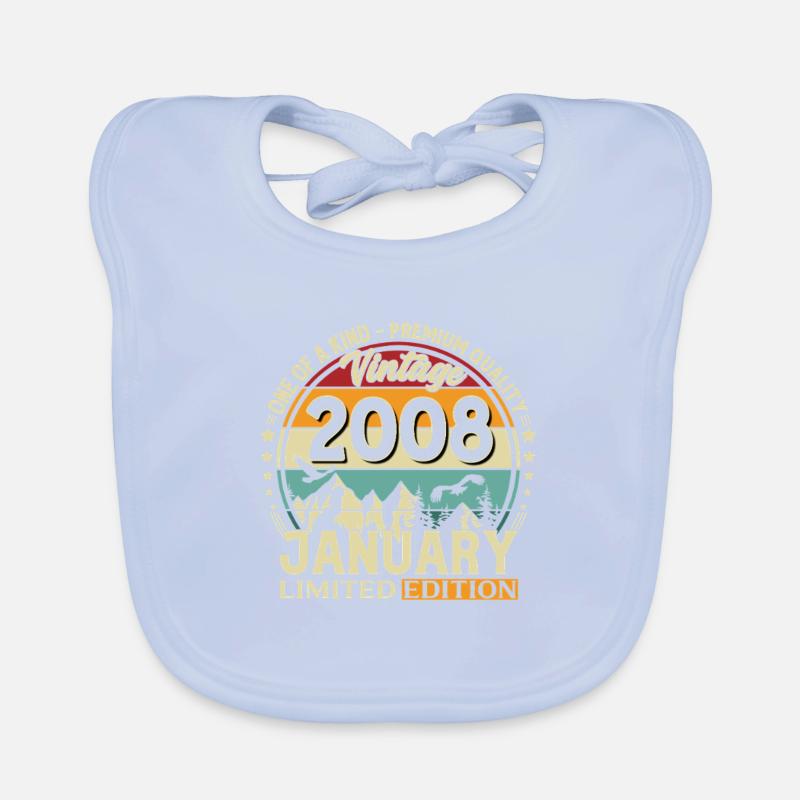 18e anniversaire Millésime de janvier 2008 Bavoir bio Bébé