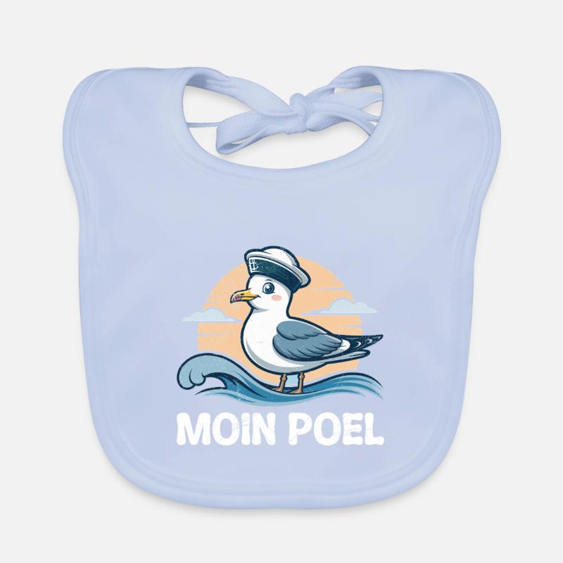 Ostsee MOIN POEL Souvenier Möwe Lustiges Baby Bio-Lätzchen