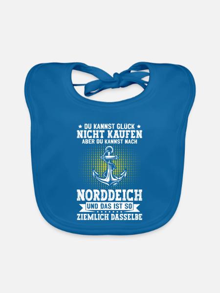 NORTH SEA YOU CAN'T BUY HAPPINESS BUT AFTER - Organic Baby Bibs - peacock-blue - Front