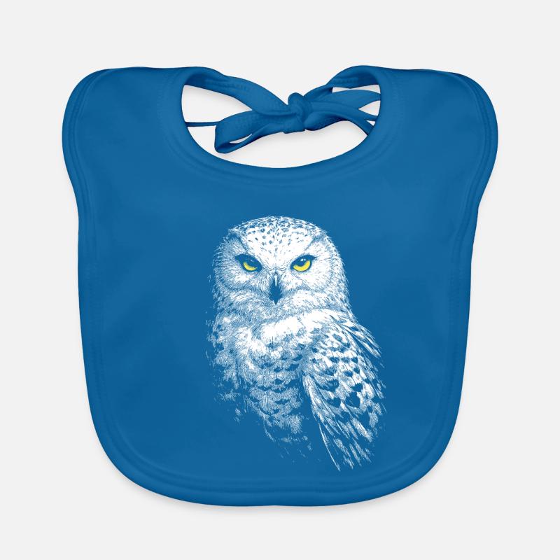 Schneeeule - Baby Bio-Lätzchen - Pfauenblau