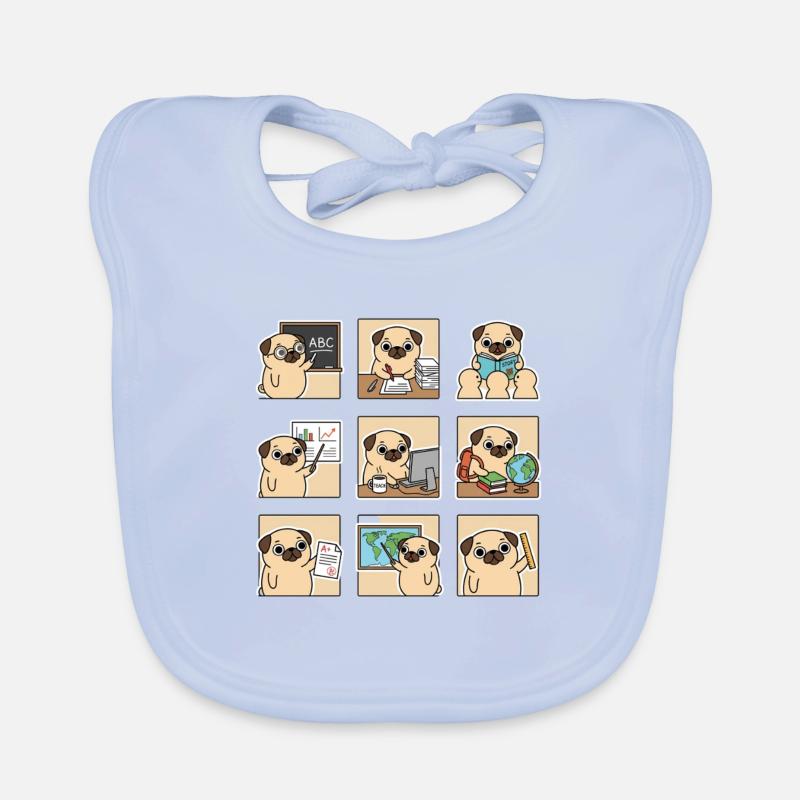 Funny Pug Teacher ABC STORY TEACH A Plus Organic Baby Bibs