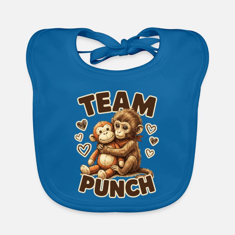 Cute Baby Monkey Named Punch Plush Hugging Organic Baby Bibs