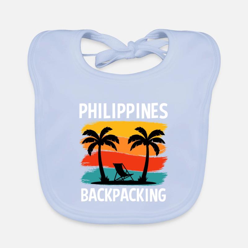 Conception du coucher de soleil dans la randonnée à dos aux Philippines Bavoir bio Bébé