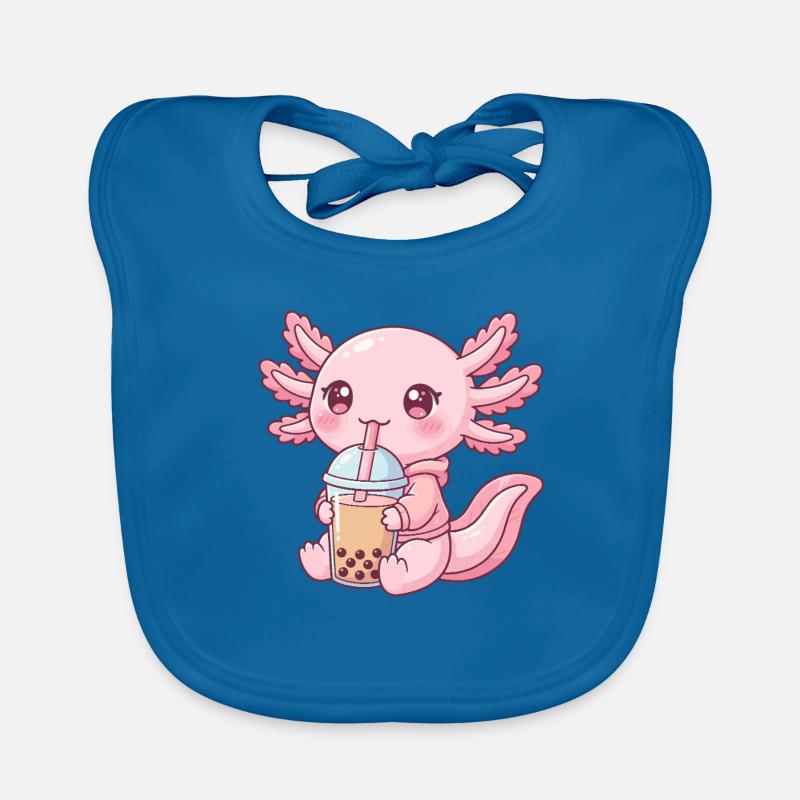 Axolotl rose Kawaii Bubble Tea Bavoir bio Bébé