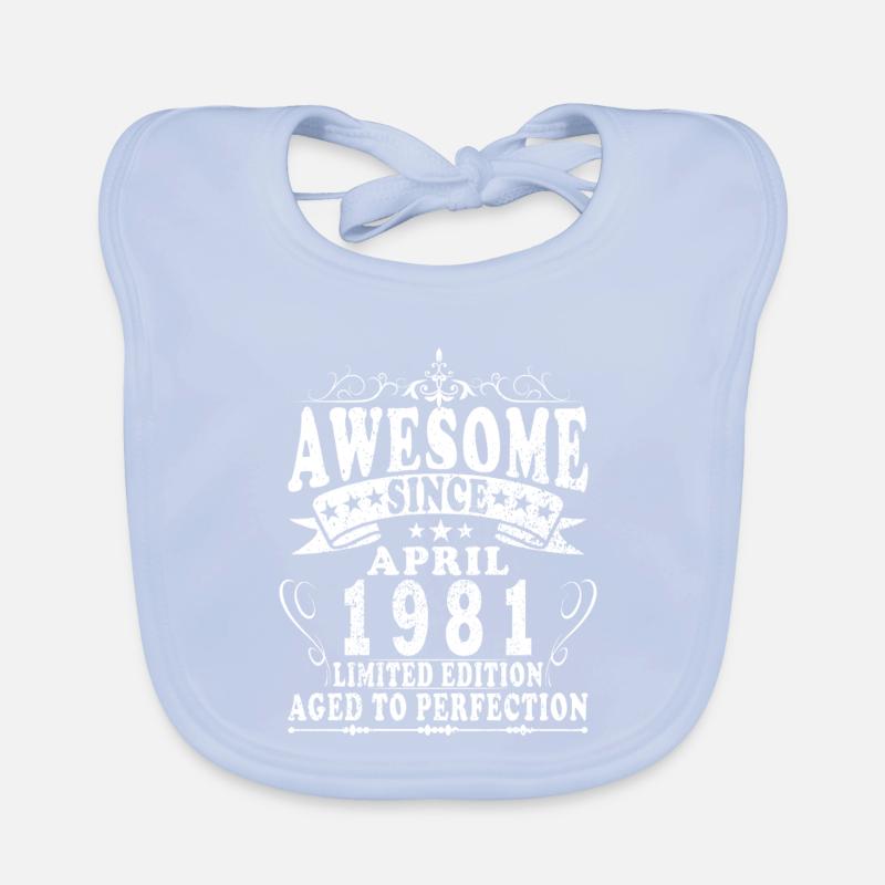 April 1981 Retro April 1981 Birthday Gift Organic Baby Bibs