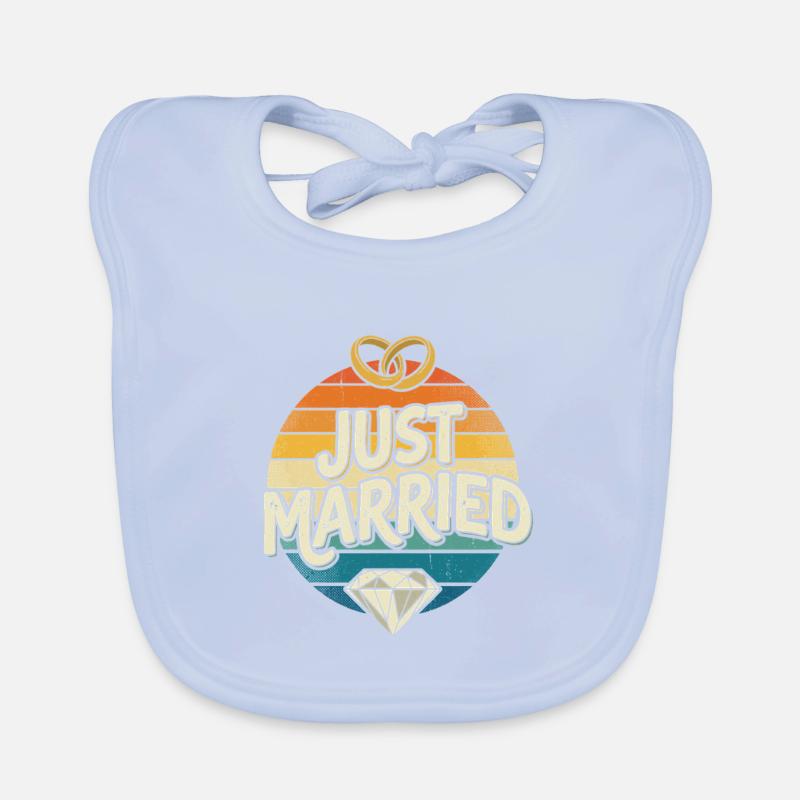 Just Married Retro Regenbogen Baby Bio-Lätzchen