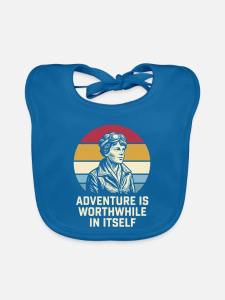 Amelia Earhart Das Abenteuer ist lohnenswert - Baby Bio-Lätzchen - Pfauenblau - Vorne