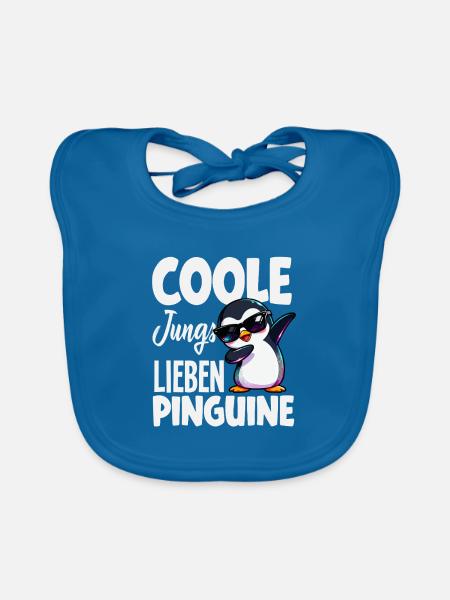 Coole Jungs lieben Pinguine Dabbing - Baby Bio-Lätzchen - Pfauenblau
