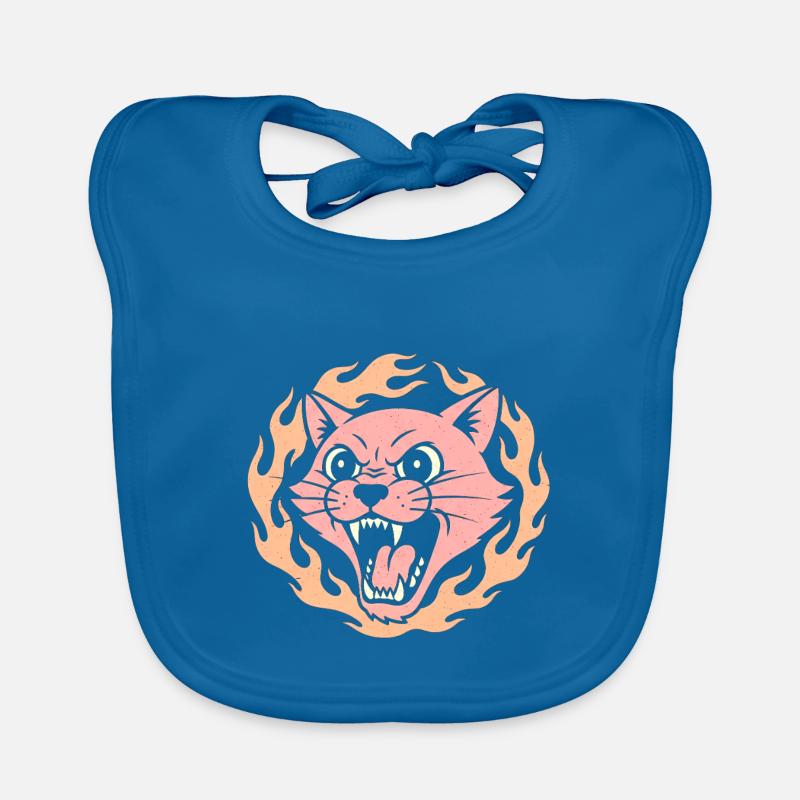Flame Cat Pink Fire Head Organic Baby Bibs