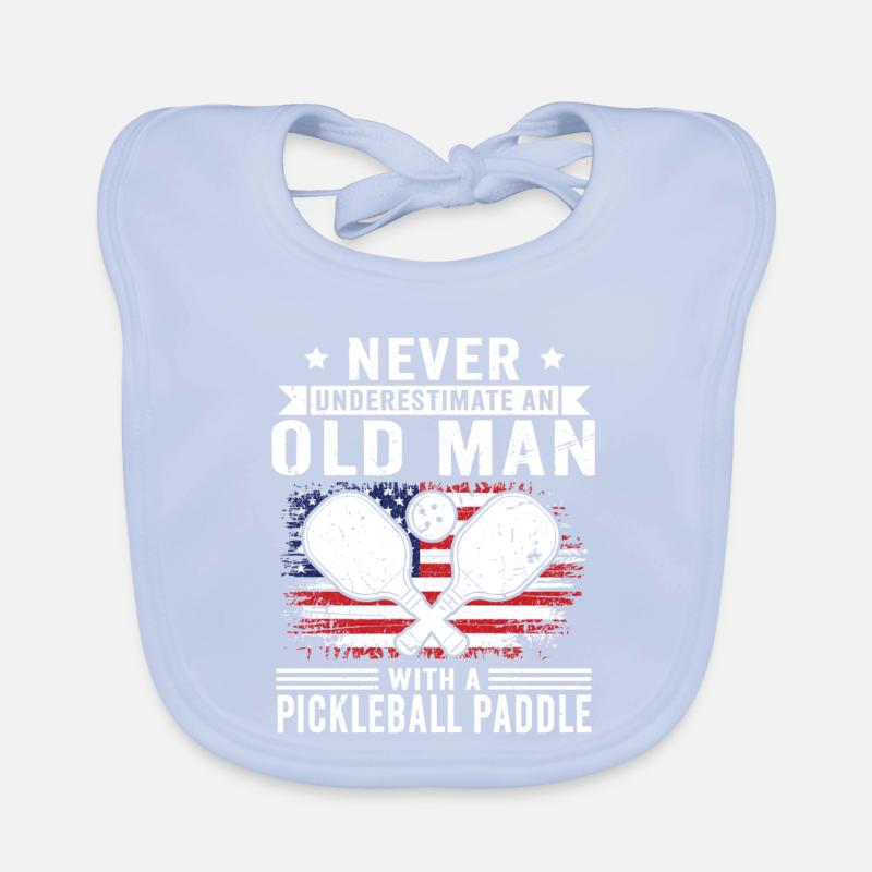 Never underestimate: Old man with pickleball Organic Baby Bibs