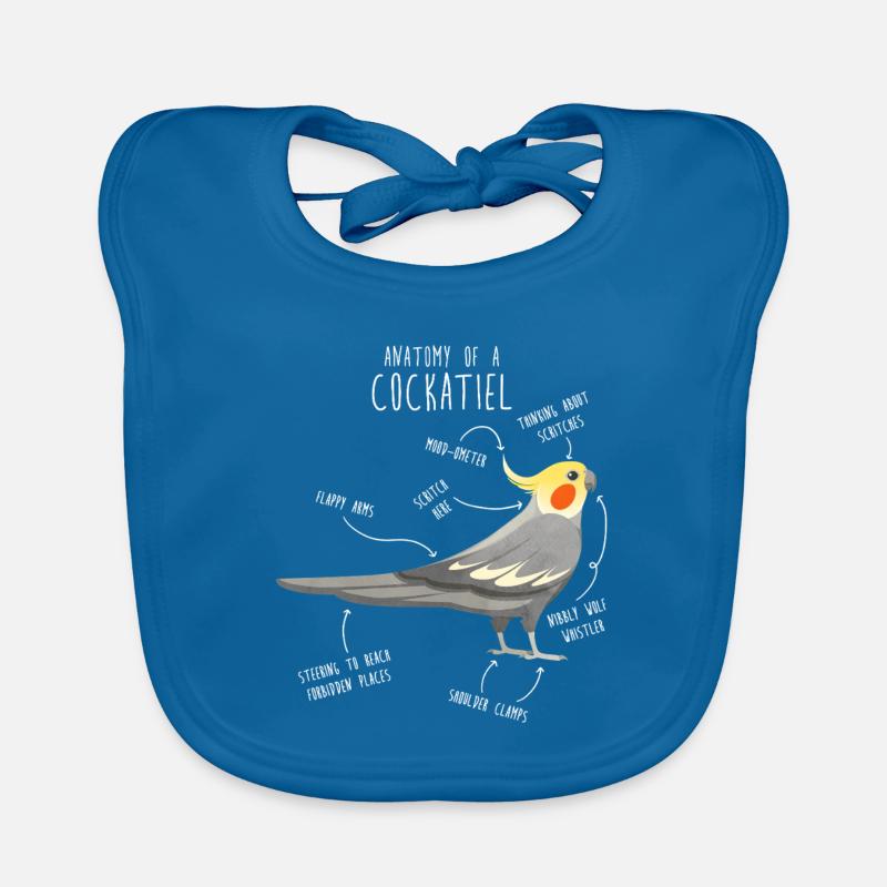 Anatomie de la calopsitte - Bavoir bio Bébé - bleu paon