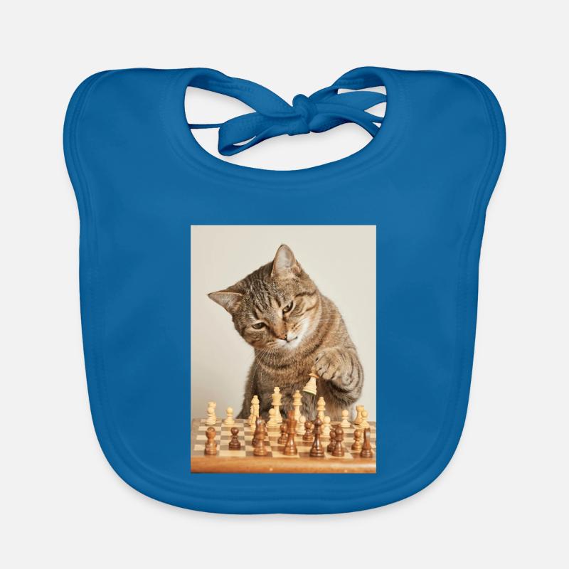 Katze spielt Schach Baby Bio-Lätzchen