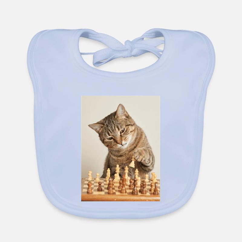 Katze spielt Schach Baby Bio-Lätzchen