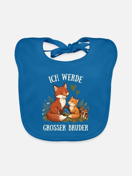 Ich werde Großer Bruder Fuchs - Baby Bio-Lätzchen - Pfauenblau