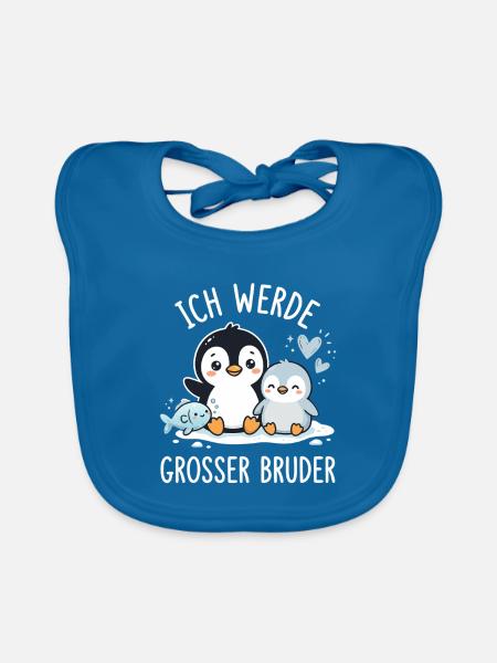 Großer Bruder Pinguin - Baby Bio-Lätzchen - Pfauenblau