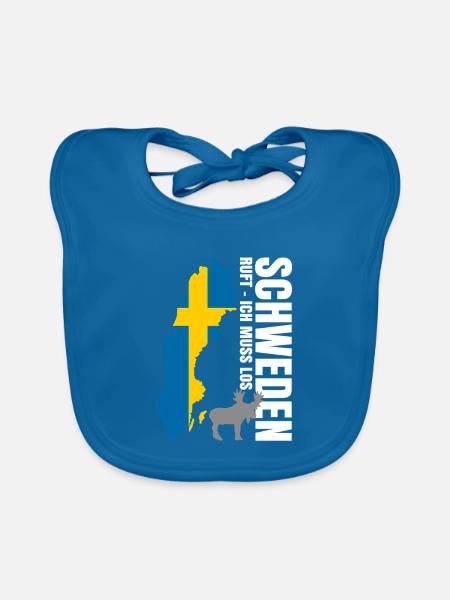 Schweden Auswandern - Baby Bio-Lätzchen - Pfauenblau - Vorne