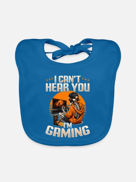 Skeleton Gamer Gaming Halloween - Baby Bio-Lätzchen - Pfauenblau