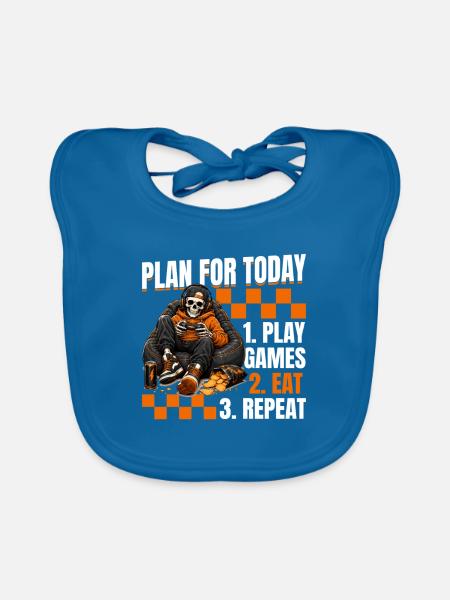 Skeleton Gamer Gaming Halloween - Baby Bio-Lätzchen - Pfauenblau