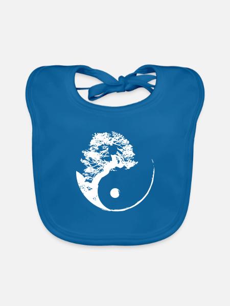 Qigong Qi Gong Tai Chi Chigong - Baby Bio-Lätzchen - Pfauenblau - Vorne