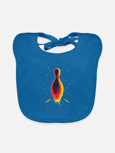 Vintage Bowling - Baby Bio-Lätzchen - Pfauenblau