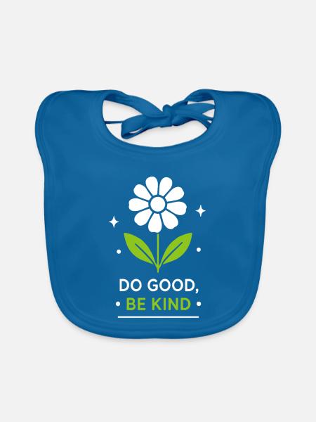 Do Good Be Kind Blumenlogo - Baby Bio-Lätzchen - Pfauenblau