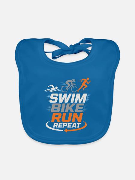 Swim Bike Run Repeat | Triathlon - Baby Bio-Lätzchen - Pfauenblau
