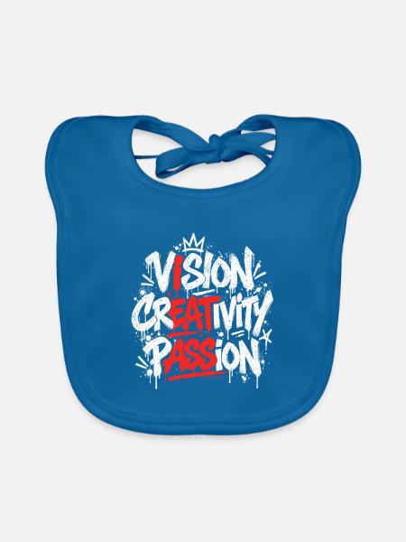 Vision Creativity Passion Graffiti - Baby Bio-Lätzchen - Pfauenblau - Vorne