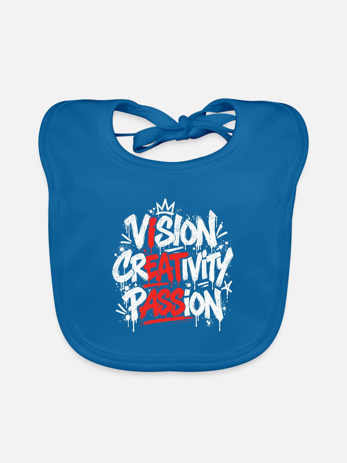 Vision Creativity Passion Graffiti - Baby Bio-Lätzchen - Pfauenblau - Vorne
