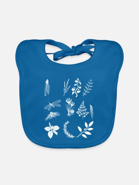 Kräuter & Baumwurzeln & Rosmarin - Dark Botanical - Baby Bio-Lätzchen - Pfauenblau - Vorne