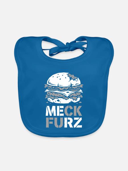 Meck Furz | Merz - nicht mein Kanzler - Baby Bio-Lätzchen - Pfauenblau - Vorne
