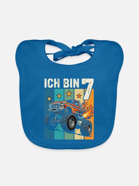Monstertruck Flammen Rallye - Baby Bio-Lätzchen - Pfauenblau - Vorne