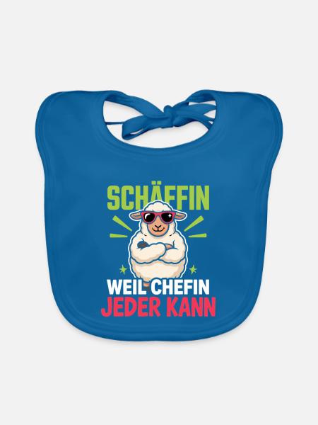 Schäffin Beste Chefin Teamleiterin Schaf - Baby Bio-Lätzchen - Pfauenblau