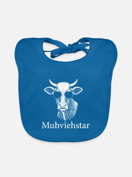 Muhviehstar Kuh Sonnenbrille Lustiger Spruch - Baby Bio-Lätzchen - Pfauenblau