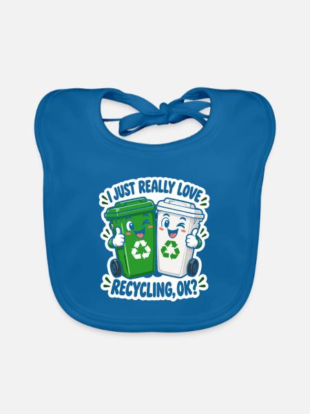 Duo Recycling Lächelnde Eimer - Baby Bio-Lätzchen - Pfauenblau - Vorne