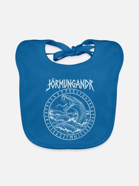 Jörmungandr – Schlange im Weltenmeer - Baby Bio-Lätzchen - Pfauenblau - Vorne