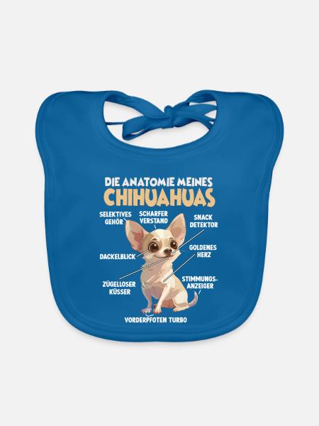 Chihuahua Hundebesitzer Geschenk Chihuahua - Baby Bio-Lätzchen - Pfauenblau - Vorne
