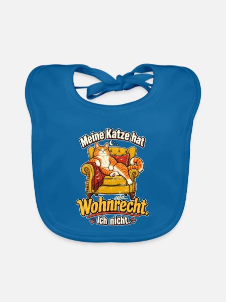 Katzenbesitzer Katzenhumor Wohnrecht Katzenspruch - Baby Bio-Lätzchen - Pfauenblau - Vorne