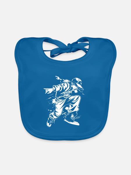 B-Boy Skizze - Baby Bio-Lätzchen - Pfauenblau - Vorne