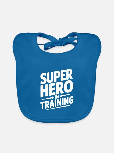 Superheld in Ausbildung - Baby Bio-Lätzchen - Pfauenblau - Vorne