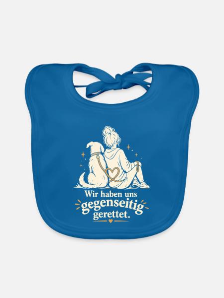 Adoptierter Hund Rescue Tierheimhund - Baby Bio-Lätzchen - Pfauenblau - Vorne