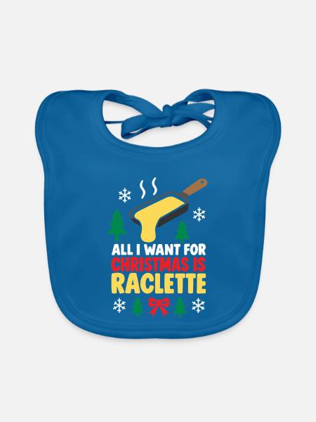 Noël Raclette: Alles für Käse - Baby Bio-Lätzchen - Pfauenblau - Vorne