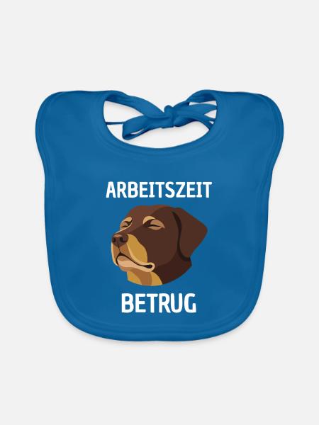 Arbeitszeit Betrug Hundesatire - Baby Bio-Lätzchen - Pfauenblau