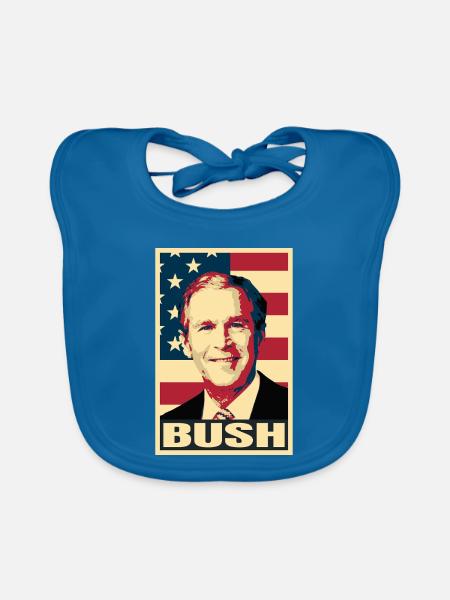 George W. Bush – Geschichte des amerikanischen Präsidenten - Baby Bio-Lätzchen - Pfauenblau - Vorne