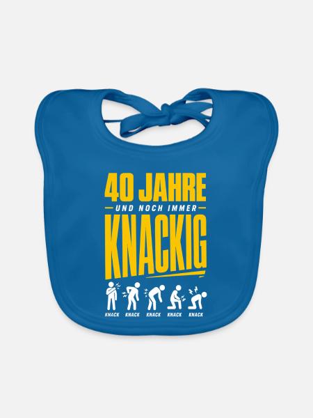 40 Jahre und noch immer knackig - Baby Bio-Lätzchen - Pfauenblau - Vorne