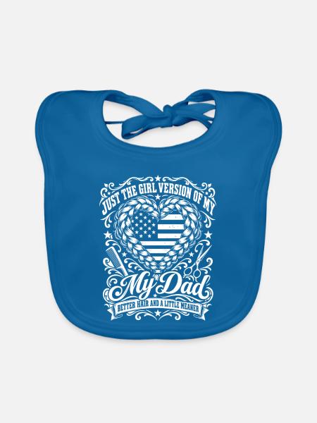 Mädchenversion von meinem Vater Besseres Haar, gemeiner USA-Flagge - Baby Bio-Lätzchen - Pfauenblau - Vorne